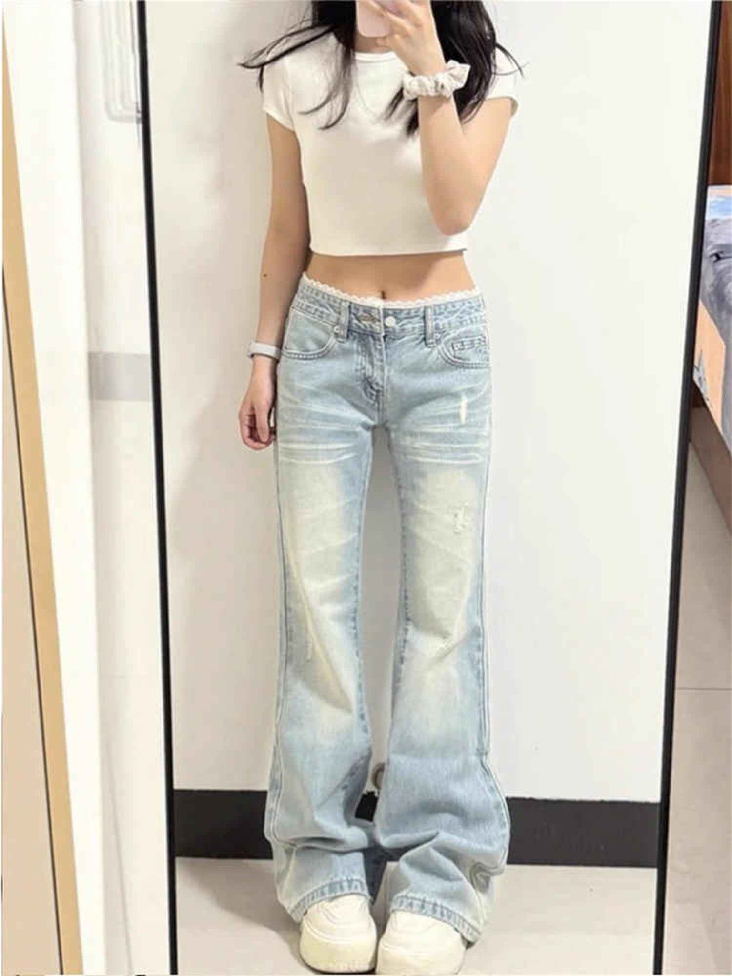 Women's Washed Slim Flared Trousers
