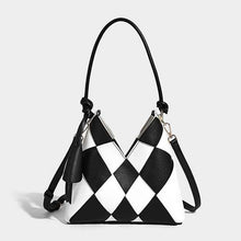 Niche Woven Patchwork Bag With A Large Capacity Perfect For Commuting Bucket-style Design