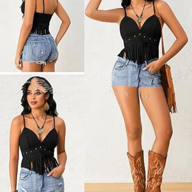 Womens Fringed Sleeveless Spaghetti-Strap Faux Suede Vintage Top by Mirlaine Univers Womens Fringed Sleeveless Spaghetti-Strap Faux Suede Vintage Top Mirlaine Univers womens-fringed-sleeveless-spaghetti-strap-faux-suede-vintage-top 0 Womens Fringed Sleeveless Spaghetti-Strap Faux Suede Vintage Top Mirlaine Univers Womens Fringed Sleeveless Spaghetti-Strap Faux Suede Vintage Top