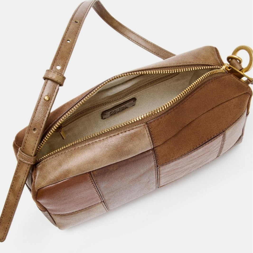 Fashionable Color-Block Patchwork Retro Shoulder And Clutch Bag by Mirlaine Univers