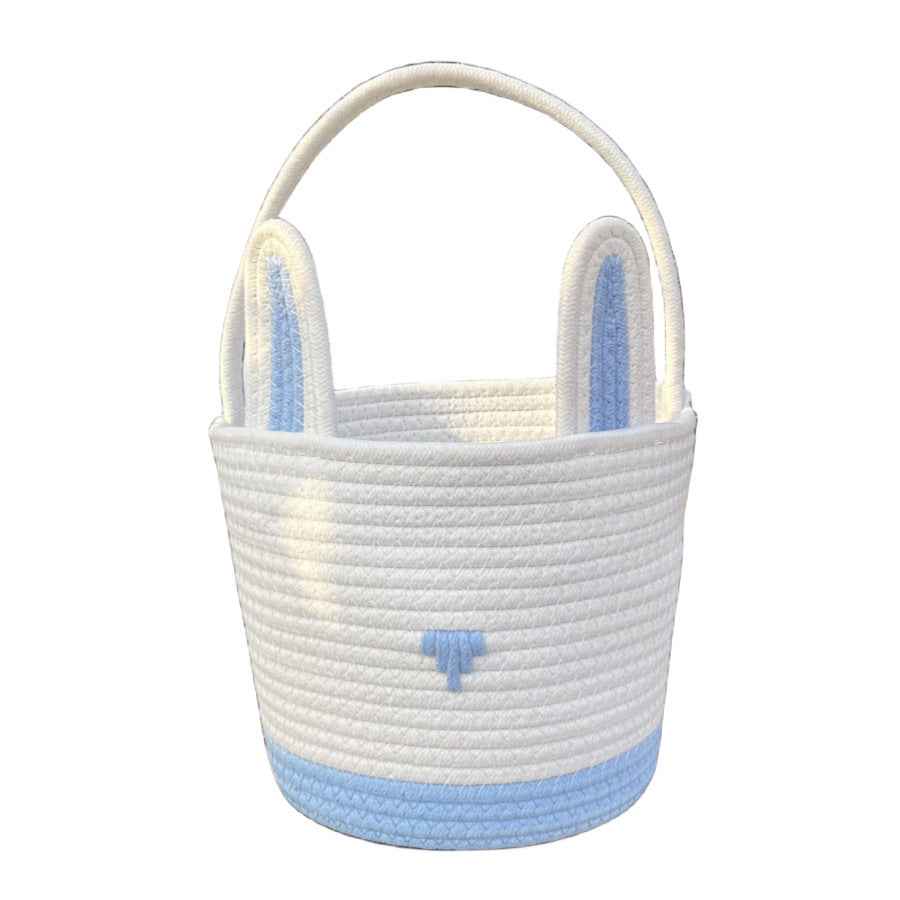 Easter Egg Portable Basket Cartoon Rabbit Hand-woven Cotton Cord Candy Bag