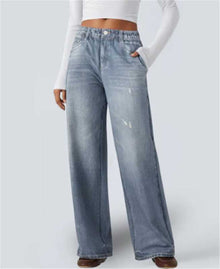 American-style Loose Wide-leg AutumnWinter New High-waist Slimming Denim Jeans For Women by Mirlaine Univers