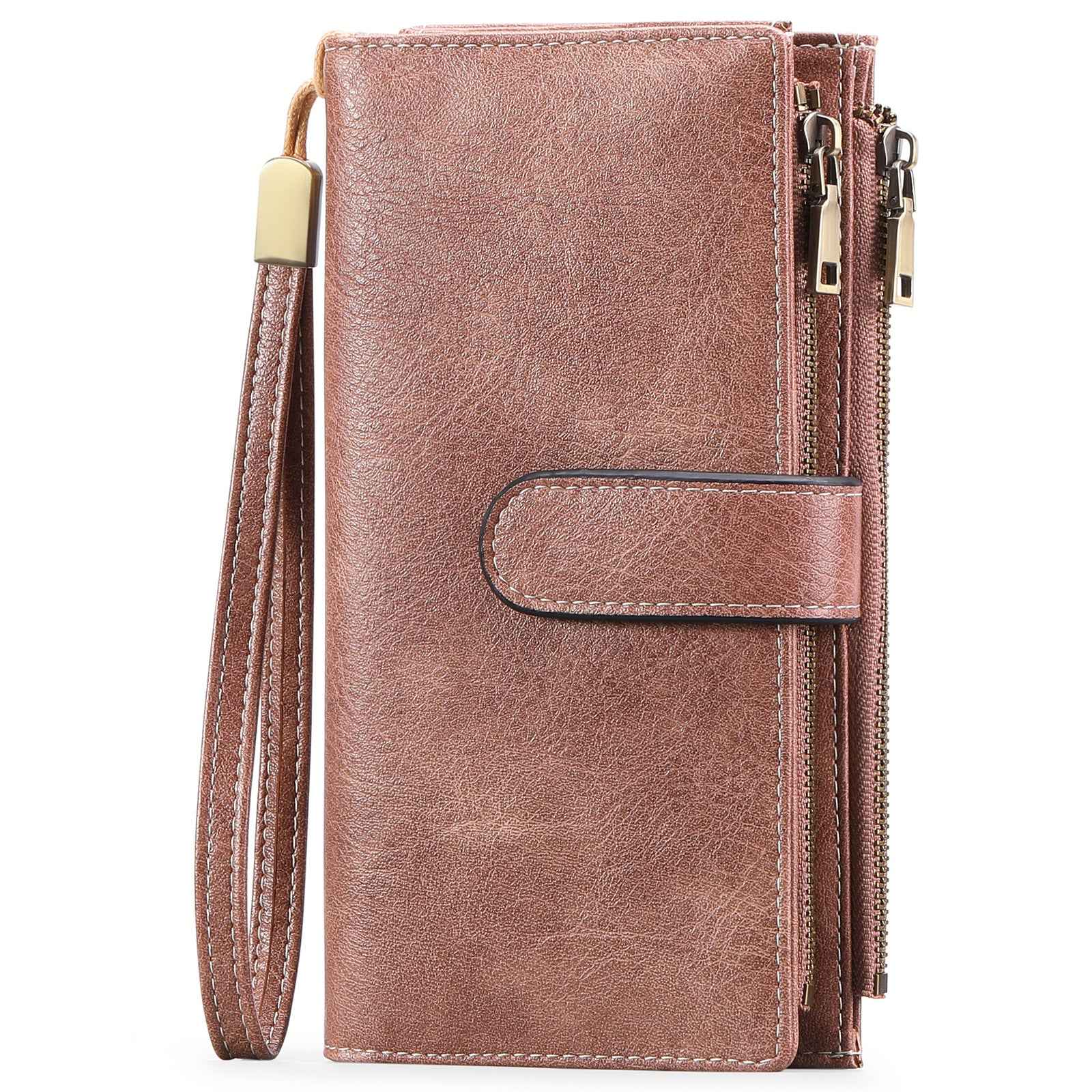 Womens Long Wallet Multi-functional Vintage Tri-fold Purse