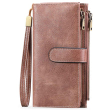Womens Long Wallet Multi-functional Vintage Tri-fold Purse