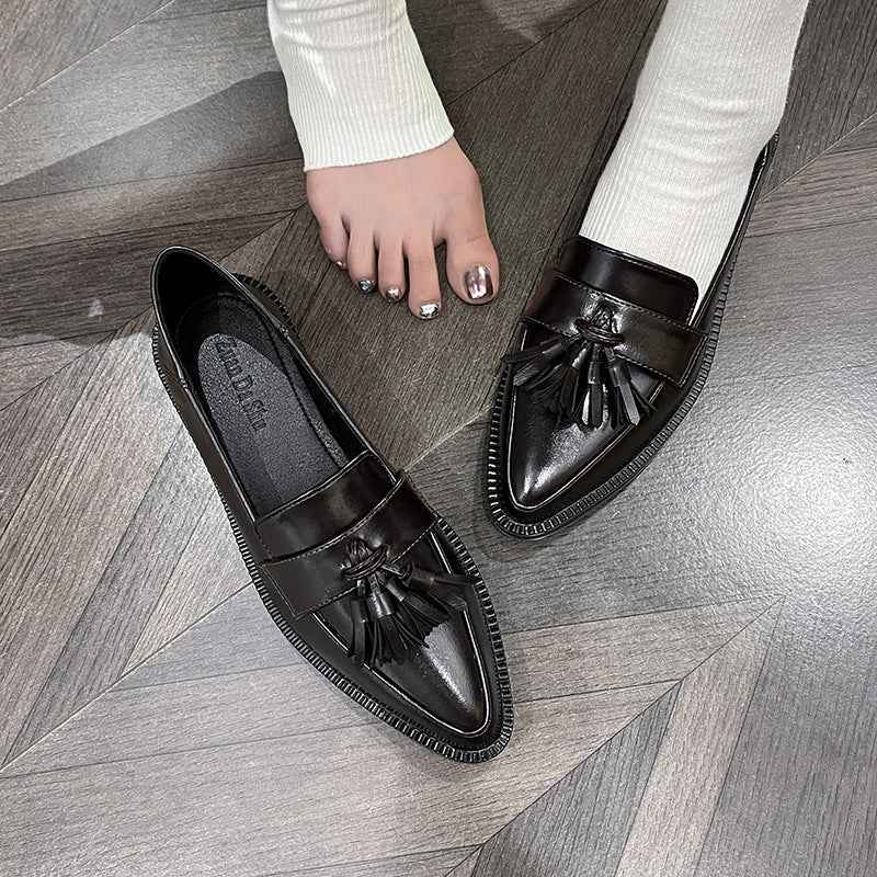 Pointed-toe Slip-on Tassel Shoes In Plus Sizes For Women