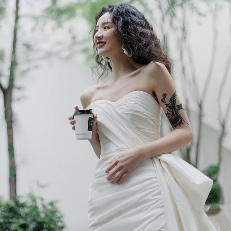Light Wedding Gown Short Women by Mirlaine Univers