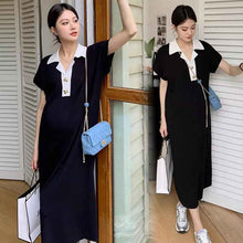 Artistic Korean-style Fashionable Elegant Lapel Maternity Dress