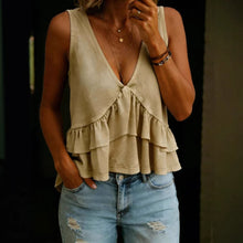 SpringSummer Womens Solid-Colored V-Neck Ruffled Sleeveless Top Vest by Mirlaine Univers SpringSummer Womens Solid-Colored V-Neck Ruffled Sleeveless Top Vest Mirlaine Univers springsummer-womens-solid-colored-v-neck-ruffled-sleeveless-top-vest 0 SpringSummer Womens Solid-Colored V-Neck Ruffled Sleeveless Top Vest Mirlaine Univers SpringSummer Womens Solid-Colored V-Neck Ruffled Sleeveless Top Vest