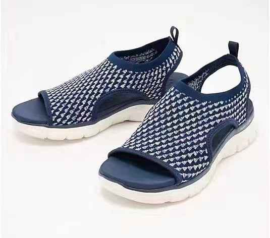 Peep-toe Sandals For Sports Summer Heart-shaped Print Mesh Shoes Women