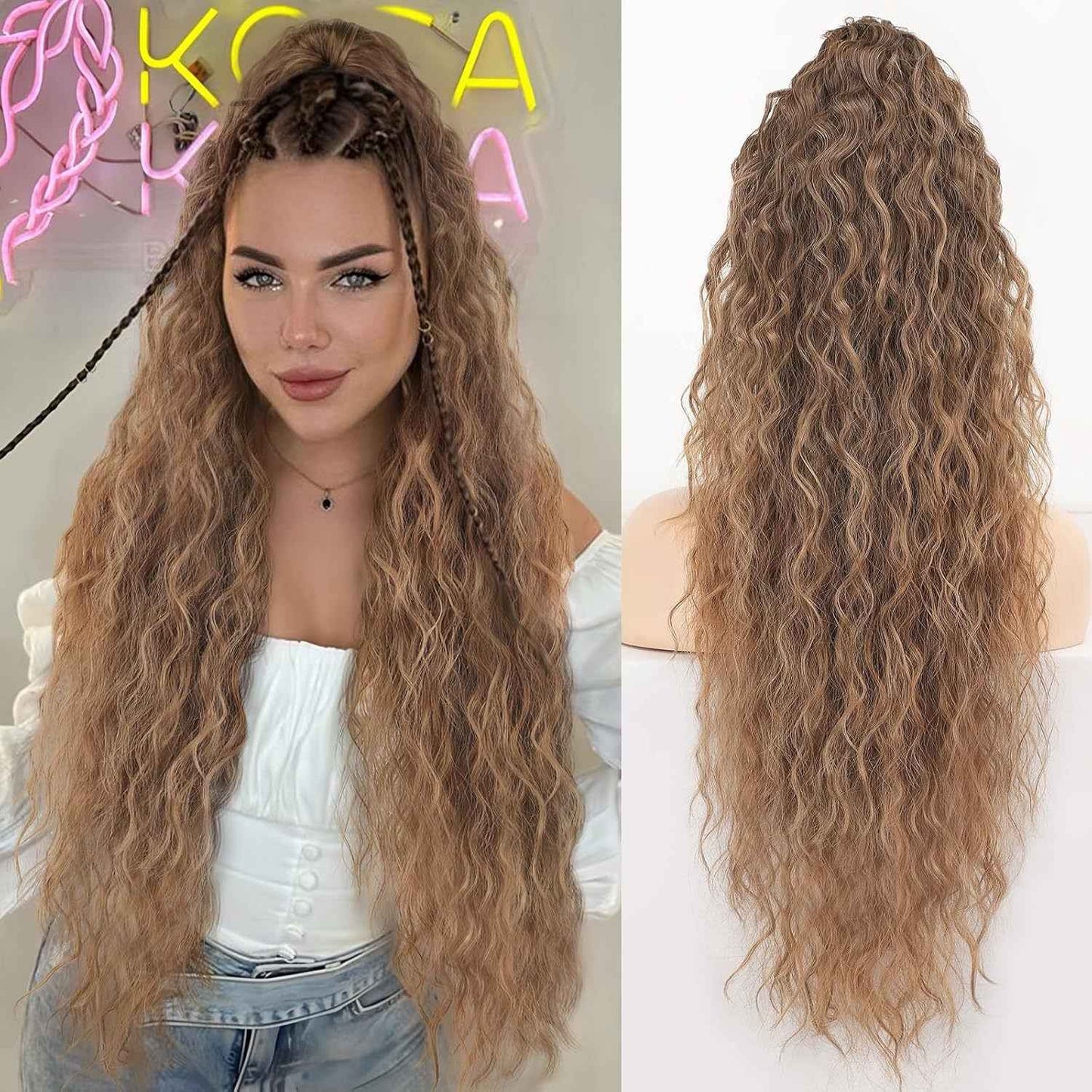 Grip Ponytail Fluffy Long Curly Hair Horse Tail Wig