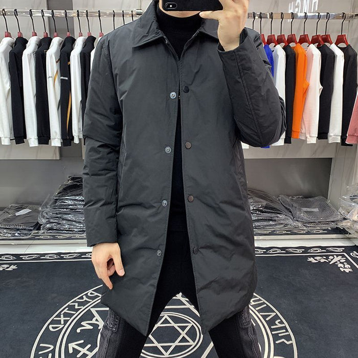 Mens Slim-fit Mid-length Lapel Coat