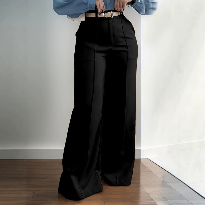 Pantalon de costume femme à boutons et poches zippées style décontracté