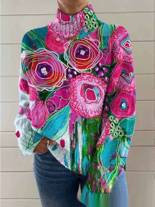 New High Neck Long Sleeve Sweaters Women's Clothing