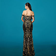 Off-neck Tassel Sequined Fishtail Evening Dress For Banquet by Mirlaine Univers