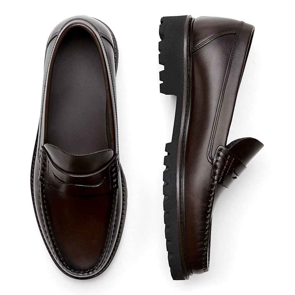 Men's Loafers Leather Shoes First Layer Cowhide Simple Casual Soft Sole Shoes