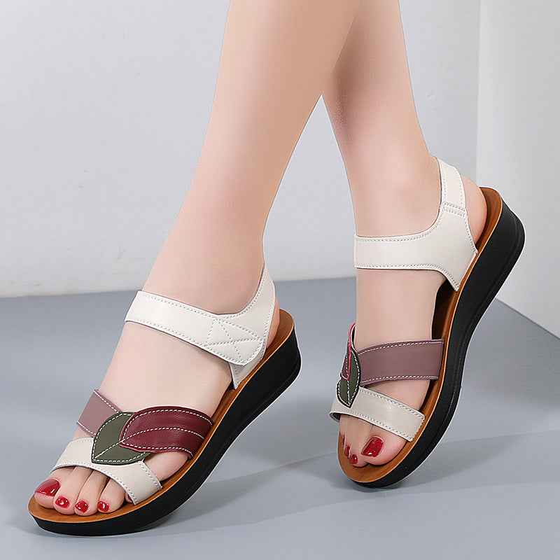 Summer Thick-soled Sandals For Women Fashion Casual Non-slip Comfortable Velcro-design Beach Shoes
