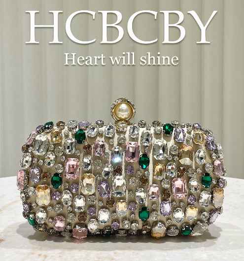 Womens Luxurious Gold-colored Clutch With Dazzling Rhinestone Accents
