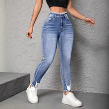 European And American Street Fashion Women's Ripped And Frayed Tight Skinny Jeans by Mirlaine Univers