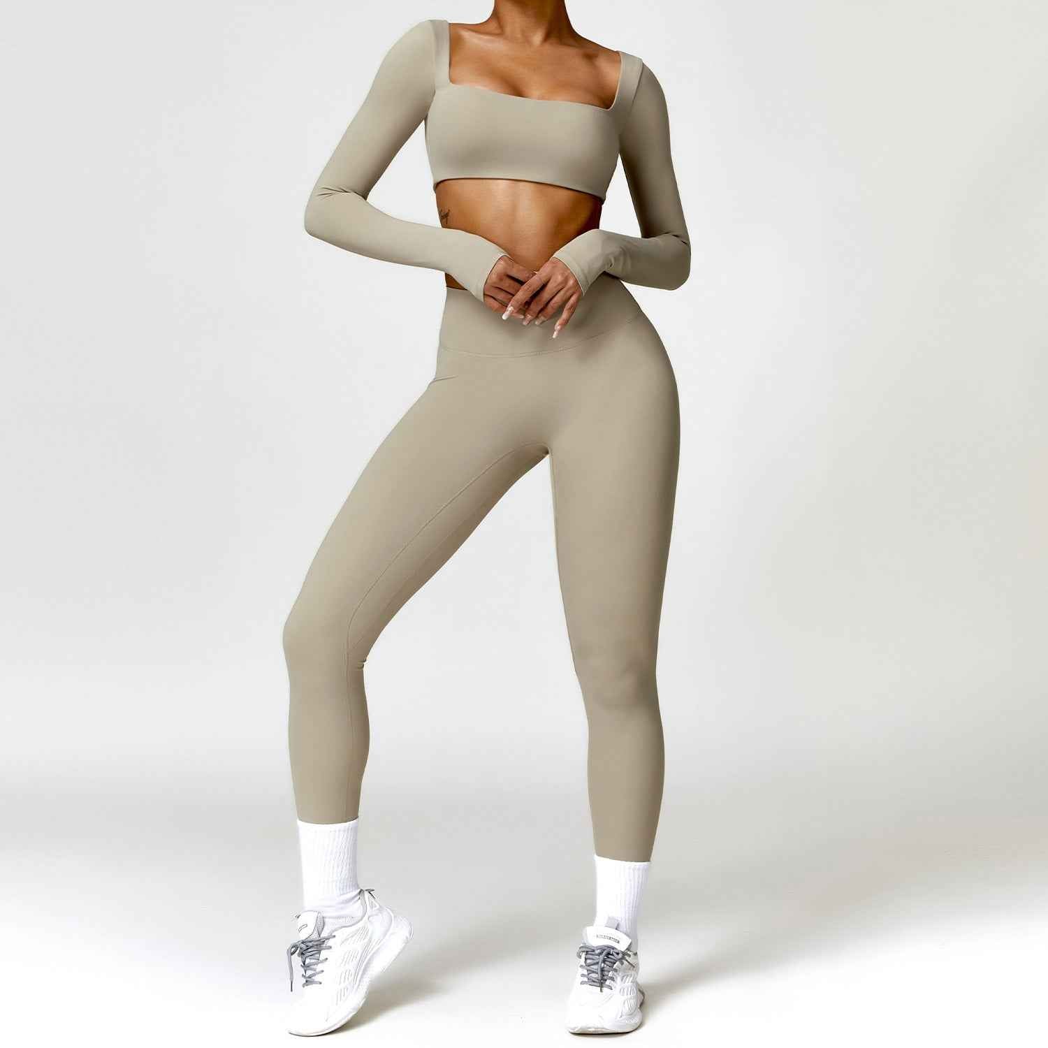 Winter Nude Feel Tight Yoga Suit High-waist Quick-drying Running Sports Workout Clothes