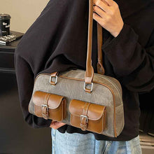 Retro Niche Color-block Commuter Handbag With A Chic Boston-style Underarm Design