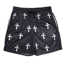 American-style Vintage Angel Cross Print Mesh Shorts Men's Athletic Shorts