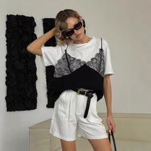 Women's Lace-Patchwork Loose Basic Crew-Neck Short-Sleeve T-Shirt by Mirlaine Univers Women's Lace-Patchwork Loose Basic Crew-Neck Short-Sleeve T-Shirt Mirlaine Univers womens-lace-patchwork-loose-basic-crew-neck-short-sleeve-t-shirt 0 Women's Lace-Patchwork Loose Basic Crew-Neck Short-Sleeve T-Shirt Mirlaine Univers Women's Lace-Patchwork Loose Basic Crew-Neck Short-Sleeve T-Shirt