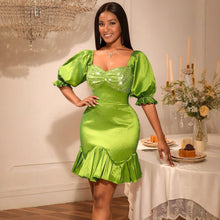 Sequin Stitching Ruffled Banquet Sheath Evening Dress by Mirlaine Univers