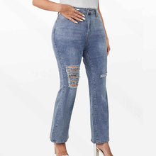 Plus-size Fashionable Casual Ripped Denim Jeans For Women