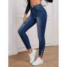 Foot-zip Tight-fitting Stretchy Denim Cropped Pants