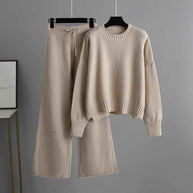 Fashionable Casual Knitted Pants Set For Women