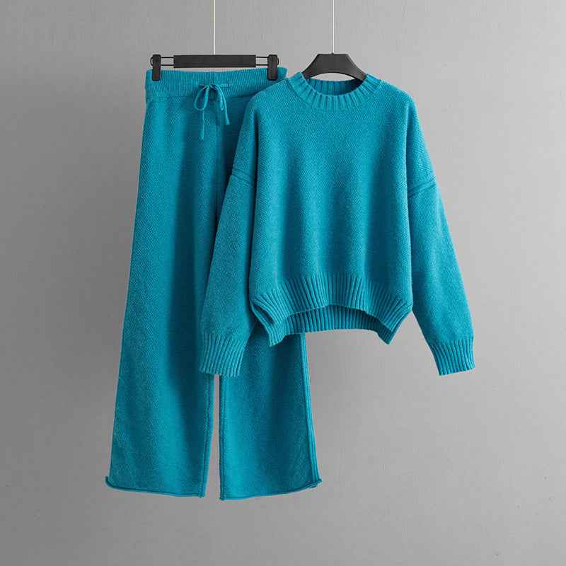 Fashionable Casual Knitted Pants Set For Women
