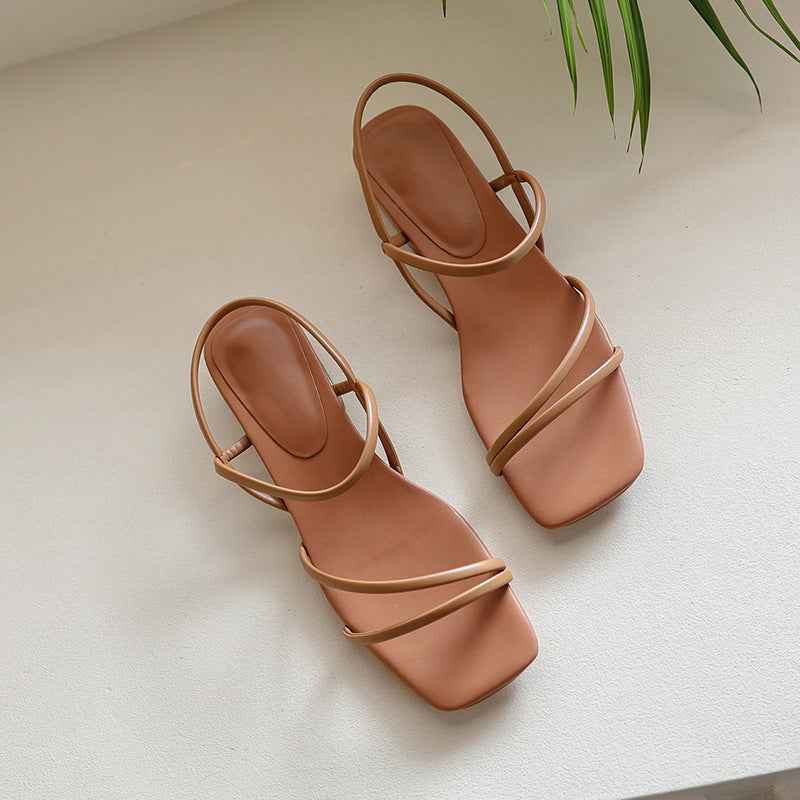 Flat Strap Open-toed Roman Sandals Women