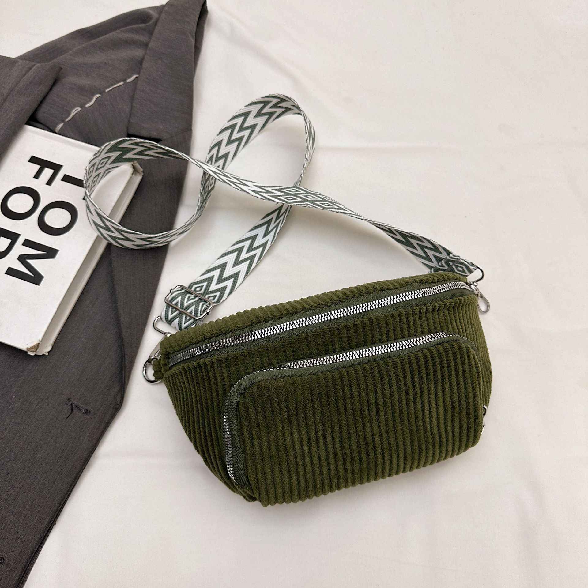 Stylish Corduroy Casual Minimalist Lightweight Crossbody Bag For Women