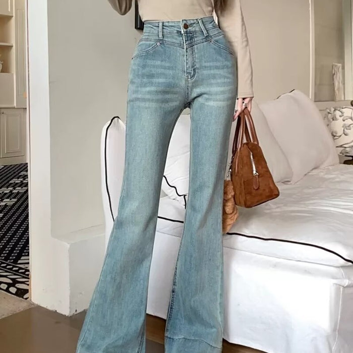 Spring New Arrival Nostalgic HighWaisted RawEdge Denim Jeans For Women