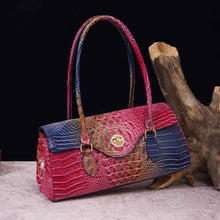 Womens Crocodile-Print Brahmin Shoulder Tote Bag