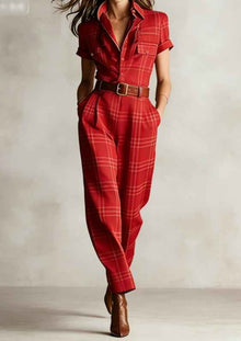 Notched Lapel Wide-leg Jumpsuit