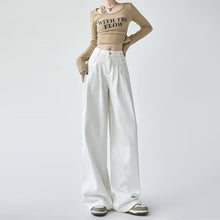 Women's White Wide-leg Straight Jeans by Mirlaine Univers