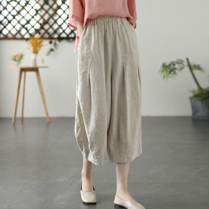 Loose-fit Womens Cotton-linen Casual Pants