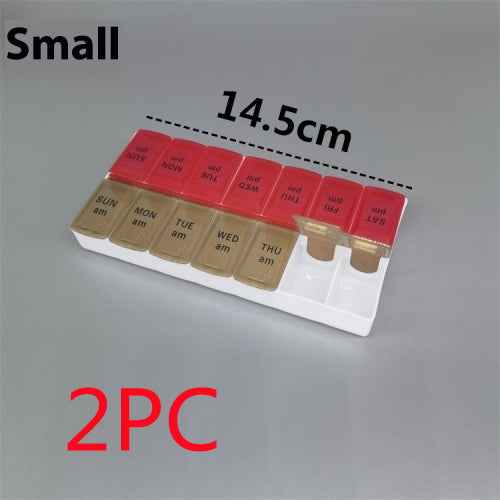 Big Small Size 14 Grid Week Pill Box Morning And Evening Color Week Pill Box Printing Russian English
