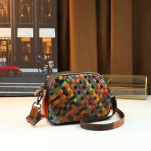 Womens Fashionable Genuine Leather Woven Shoulder Crossbody Bag
