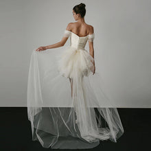 Off-shoulder Light Wedding Dress White Short by Mirlaine Univers