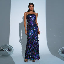 Wrapped Chest Sheath Sequined Evening Dress by Mirlaine Univers