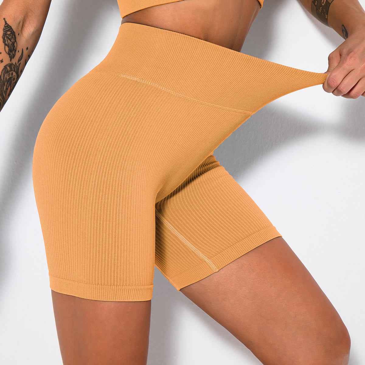 Seamless Knitted Sexy Sports Short-sleeved Shorts Yoga Wear Fitness Suit