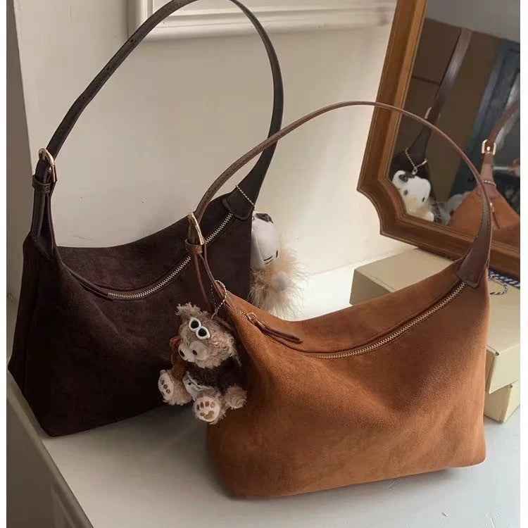 Retro Suede Minimalist Commuter Deer-Skin Faux Suede Crossbody Bag