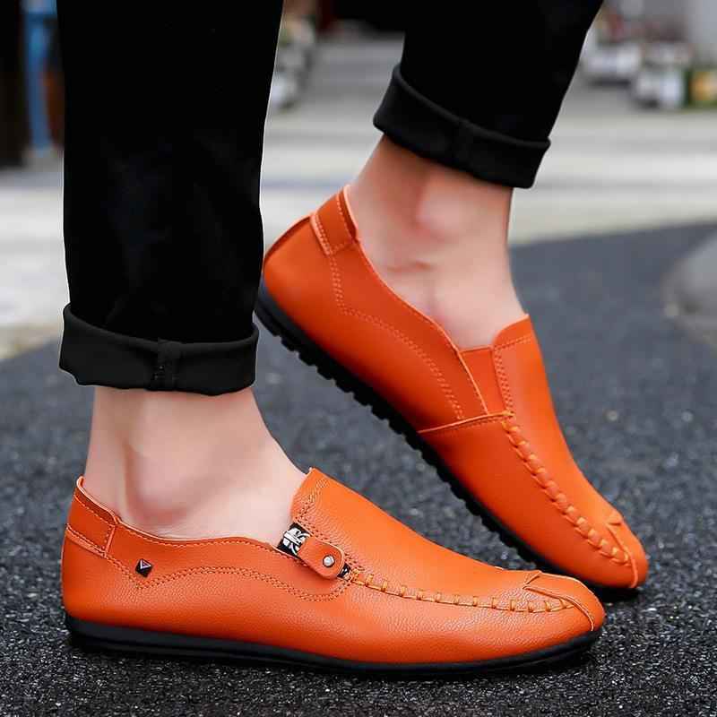 New Autumn And Winter Beanie Shoes Men's Casual Lazy Leather Shoes