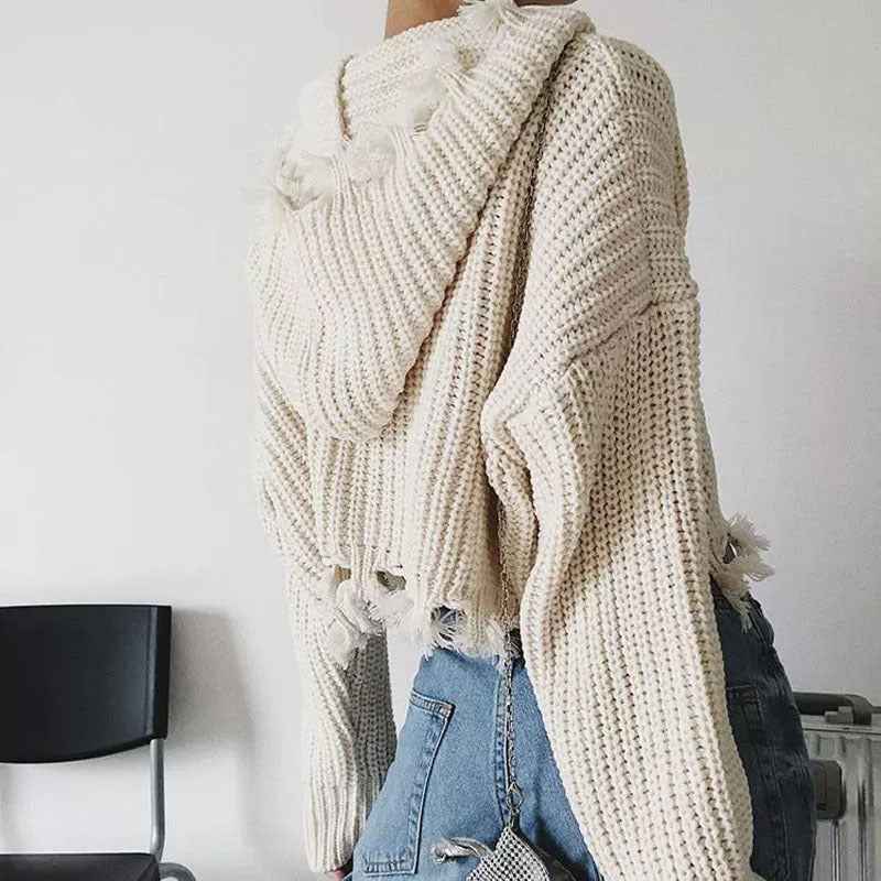 European And American Hooded Tassel Zipper Sweaters Coat