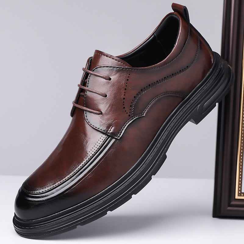 Men's Business Formal Brown Lace-up Leather Shoes