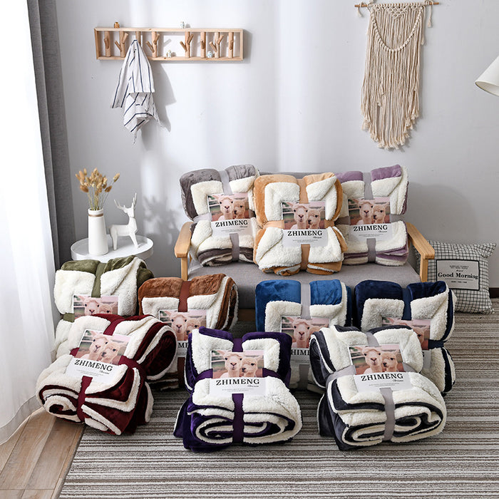 Pure color thick lamb wool blanket