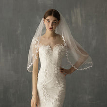 Mid Length Bridal Veil With Double Leaf Edge by Mirlaine Univers
