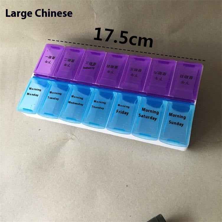 Big Small Size 14 Grid Week Pill Box Morning And Evening Color Week Pill Box Printing Russian English